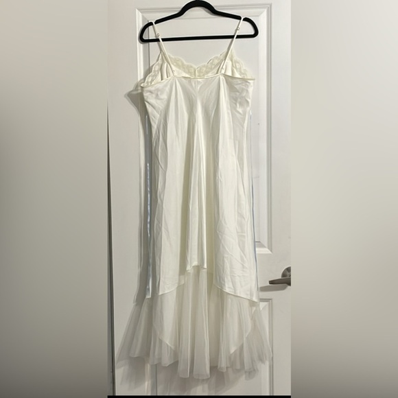 Flora Satin Nightgown Slip Dress Lace Mesh Bridal Feminine Casual Midi Romantic - Picture 4 of 15